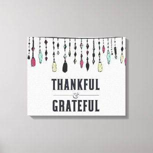 Thankful Grateful Boho Tassel Canvas Print