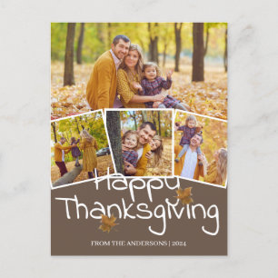 Thankful Grateful Happy thanksgiving family Photo Holiday Postcard