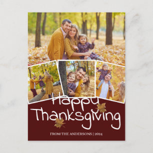 Thankful Grateful Happy thanksgiving family Photo Holiday Postcard