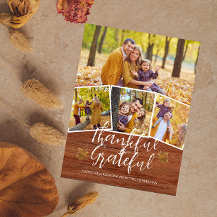 Thankful Grateful Happy thanksgiving family Photo Holiday Postcard