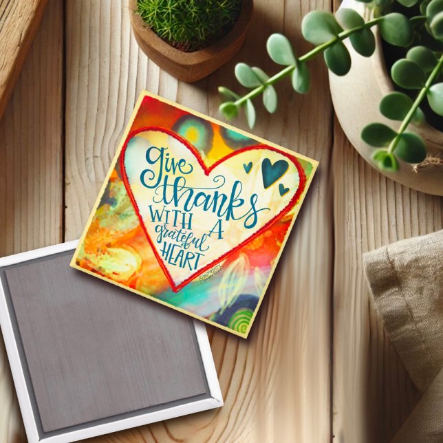 Thankful, Grateful Heart Colourful Inspirivity  Magnet (Creator Uploaded)