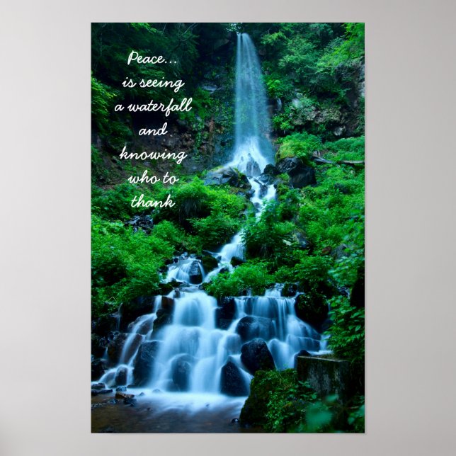 Thankful Grateful Peace Beautiful Waterfall Forest Poster (Front)