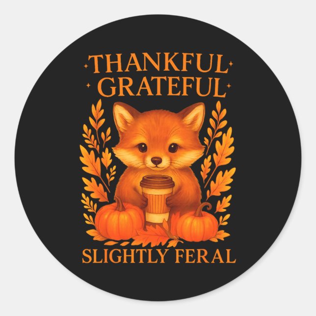 Thankful Grateful Slightly Feral Funny Raccoon Tha Classic Round Sticker (Front)