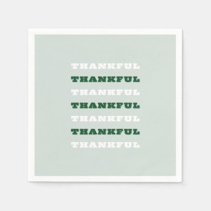 Thankful, Gratitude Quote, Green Napkin
