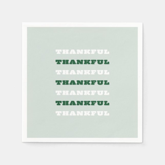 Thankful, Gratitude Quote, Green Napkin (Front)