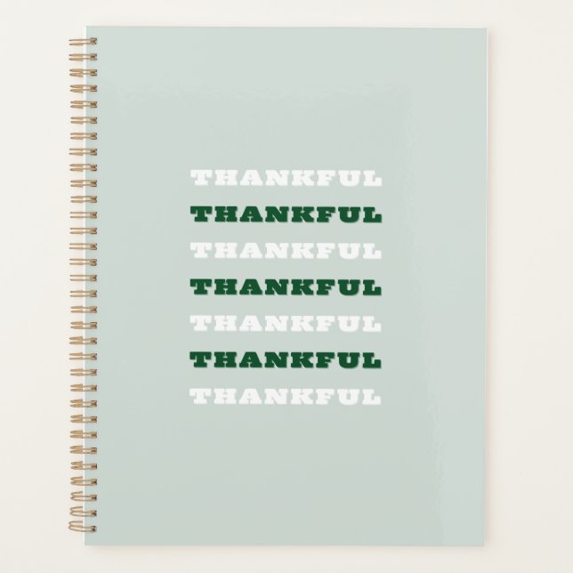 Thankful, Green Art, Grateful Planner (Front)