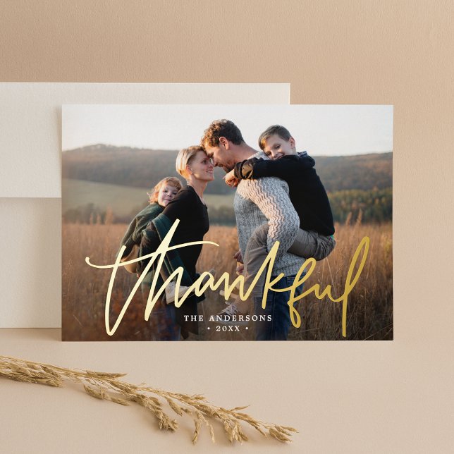 Thankful Hand-Lettered Script Photo Thanksgiving (Creator Uploaded)