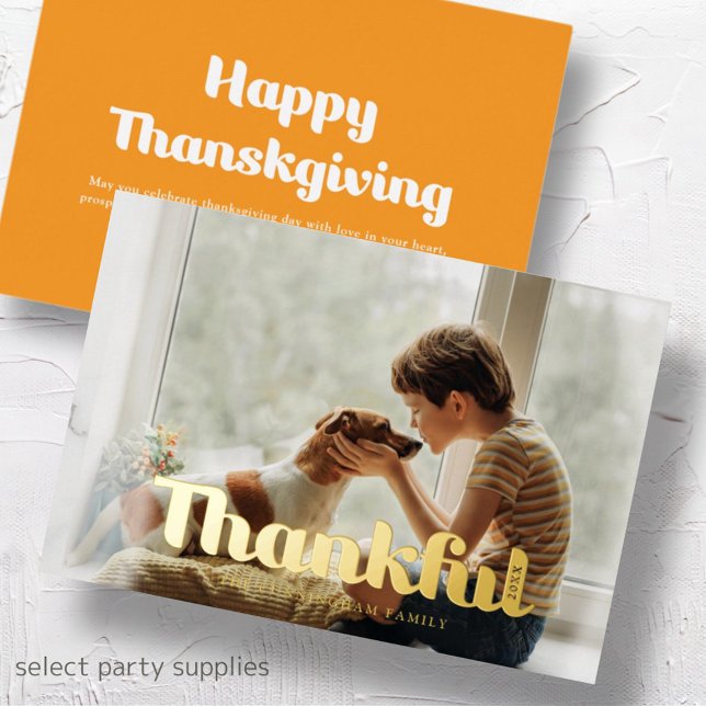 Thankful Happy Thanksgiving Modern Simple Photo (Creator Uploaded)