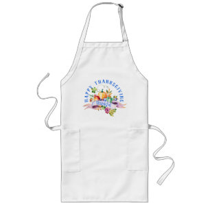 "Thankful" Happy Thanksgiving with  Pumpkins Long Apron