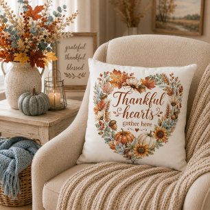 Thankful Heart Blue Fall Decor  Cushion