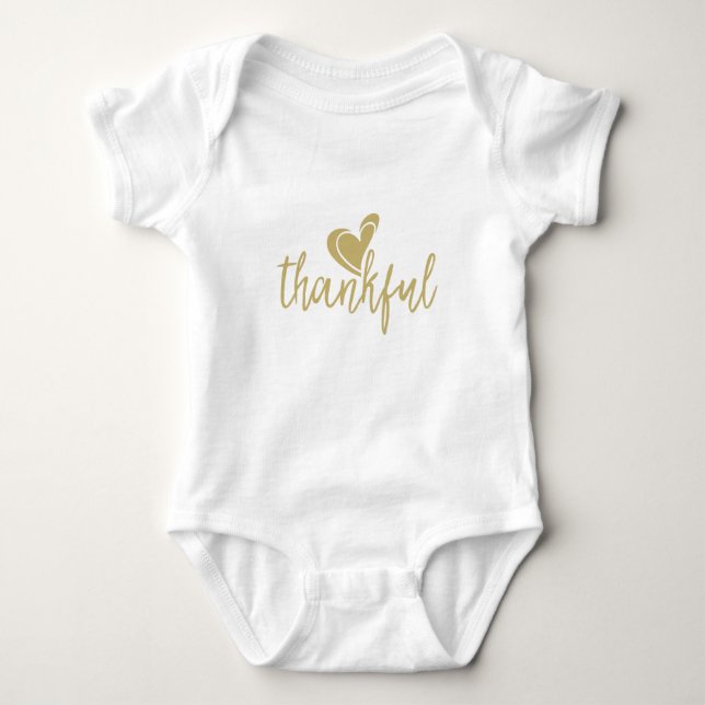 thankful heart thanksgiving baby bodysuit (Front)