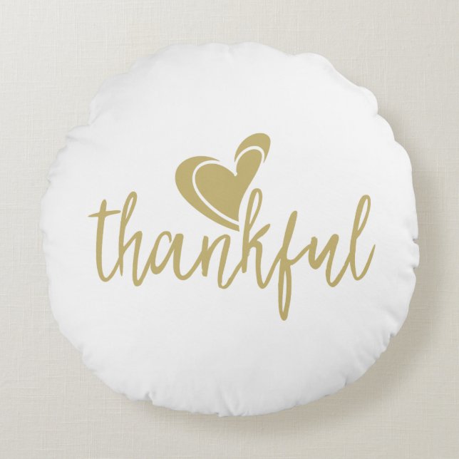 thankful heart thanksgiving round cushion (Front)