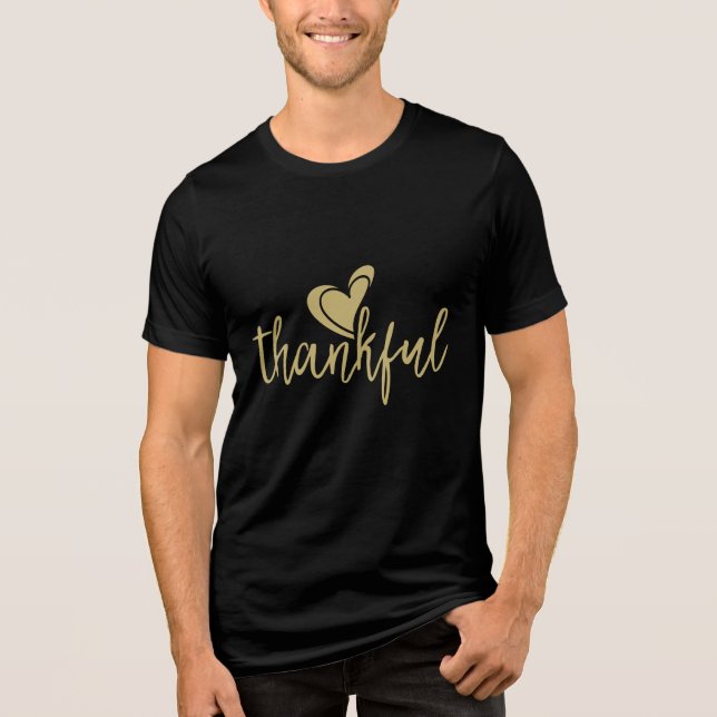 thankful heart thanksgiving Tri-Blend shirt (Front)