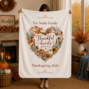 Thankful Hearts Gather Here Personalised Fall Sherpa Blanket