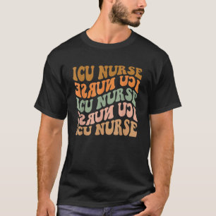 Thankful Icu Nurse Vintage Fall Vibes Autumn Leave T-Shirt