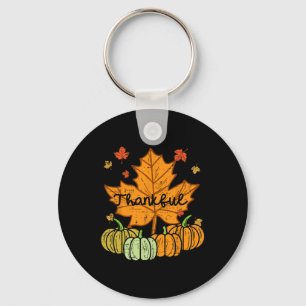 Thankful Leaf Pumpkin Cute Thanksgiving Fall Men W Key Ring