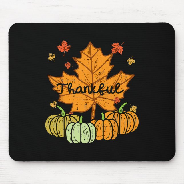 Thankful Leaf Pumpkin Cute Thanksgiving Fall Men W Mouse Pad (Front)