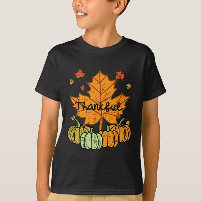 Thankful Leaf Pumpkin Cute Thanksgiving Fall Men W T-Shirt (Front)