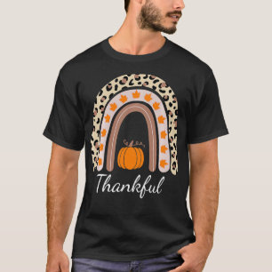 Thankful Leopard Rainbow Boho Thanksgiving T-Shirt