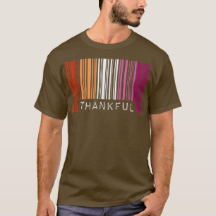 Thankful Lesbian Pride Flag Barcode Thanksgiving P T-Shirt