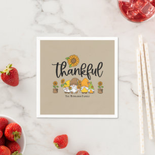 Thankful little sunflower gnome family napkin