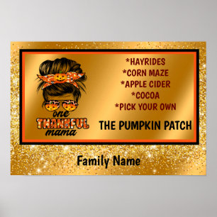Thankful Mama Autumn Customise Text and Colour Poster