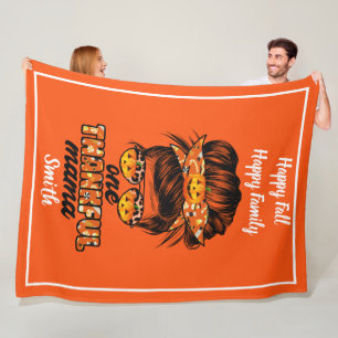 Thankful Mama Autumn Customize Text and Color Fleece Blanket