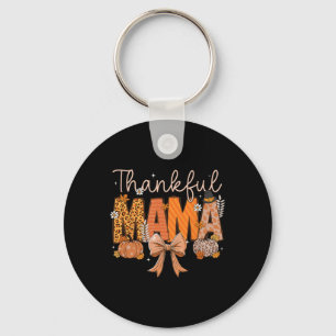 Thankful Mama Coquette Bows Mum Fall Thanksgiving Key Ring