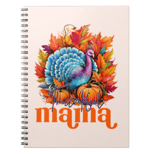 Thankful Mama Turkey and Autumn Leaves Foliage Notebook