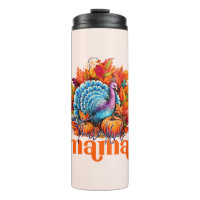 Thankful Mama Turkey and Autumn Leaves Foliage