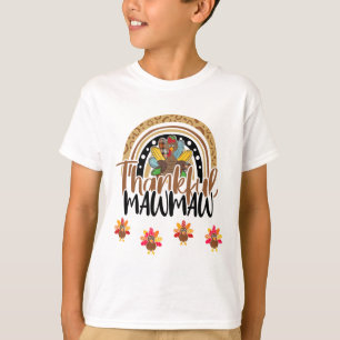 Thankful Mawmaw Leopard Rainbow Turkey Thanksgivin T-Shirt