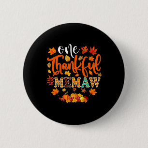 Thankful Memaw Fun Fall Autumn Thanksgiving 6 Cm Round Badge