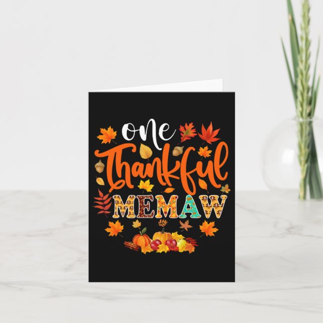 Thankful Memaw Fun Fall Autumn Thanksgiving  Card (Front)