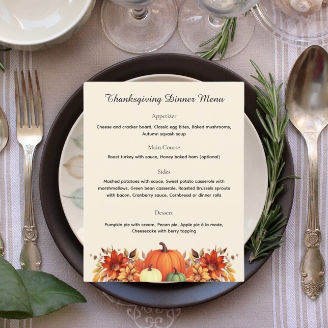 Thankful Message Thanksgiving Dinner Menu (Creator Uploaded)