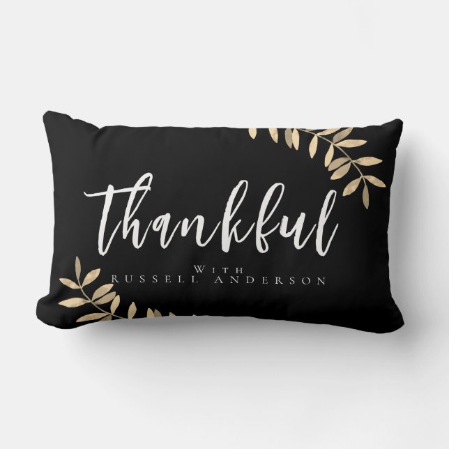 Thankful Modern Black Lumber Pillow (Front)
