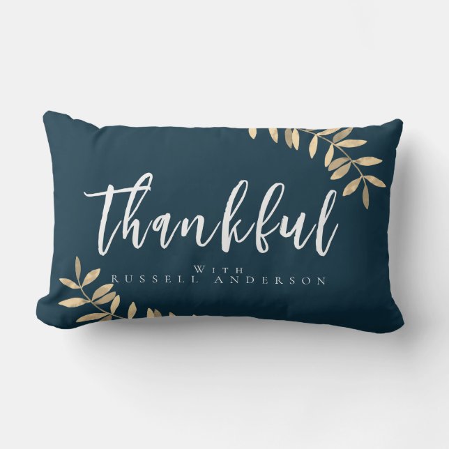 Thankful Modern Blue Lumber Pillow (Front)