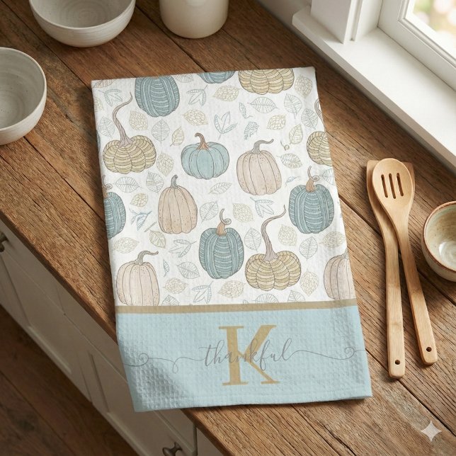 Thankful Monogrammed Kitchen Towels (Celebrate fall with this beautiful monogrammed personalized, "Thankful" kitchen towel! )