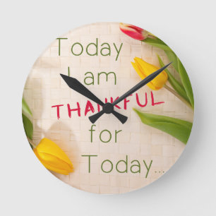 Thankful Motivational Qoutes Round Clock