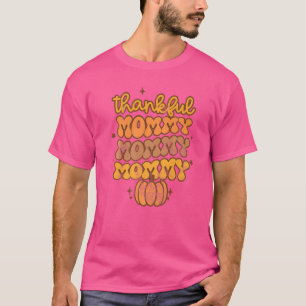 Thankful Mummy Retro Groovy Mummy Pumpkin Thanksgi T-Shirt