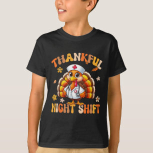Thankful Night Shift Nurse Groovy Thanksgiving Tur T-Shirt