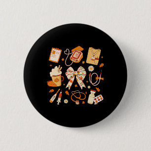 Thankful Nurse Fall Stethoscope Coquette Bow Thank 6 Cm Round Badge