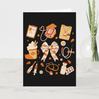 Thankful Nurse Fall Stethoscope Coquette Bow Thank Card