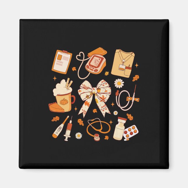 Thankful Nurse Fall Stethoscope Coquette Bow Thank Magnet (Front)