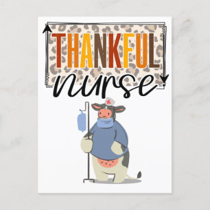 Thankful Nurse for thanksgiving cute cow nurse Postcard