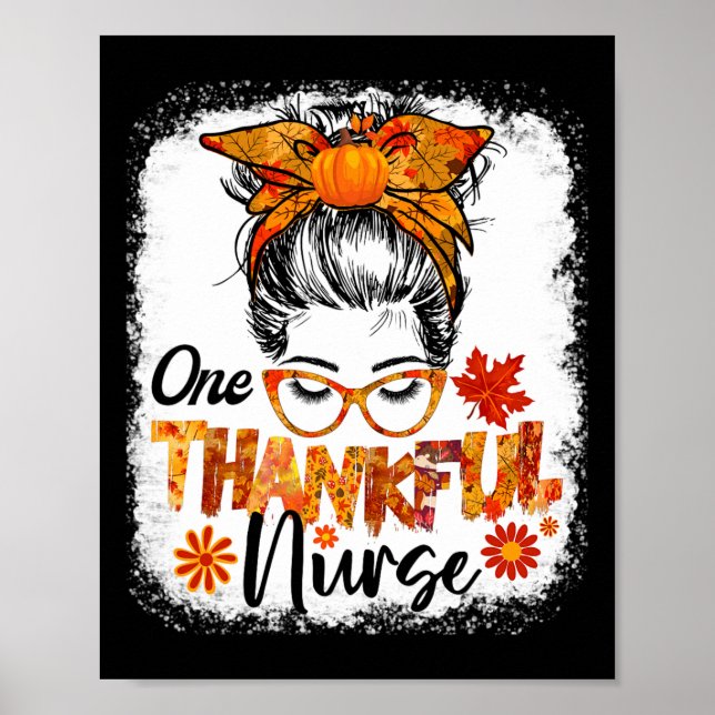 thankful nurse for women fall thanksgiving nurse m poster (Front)