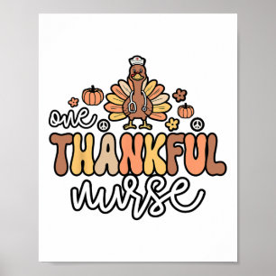 Thankful Nurse Groovy Thanksgiving Nursing Turkey Poster