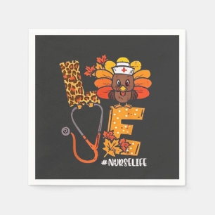 Thankful Nurse Life Turkey Cute Thanksgiving Nurse Napkin