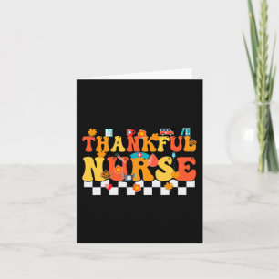 Thankful Nurse Retro Groovy Thanksgiving Fall RN W Card