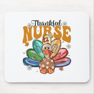 Thankful Nurse Thanksgiving Christmas Turkey Scrub Mouse Pad