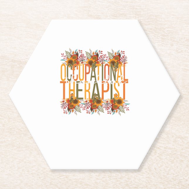 Thankful Occupational Therapist Thanksgiving OT Th Paper Coaster (Front)